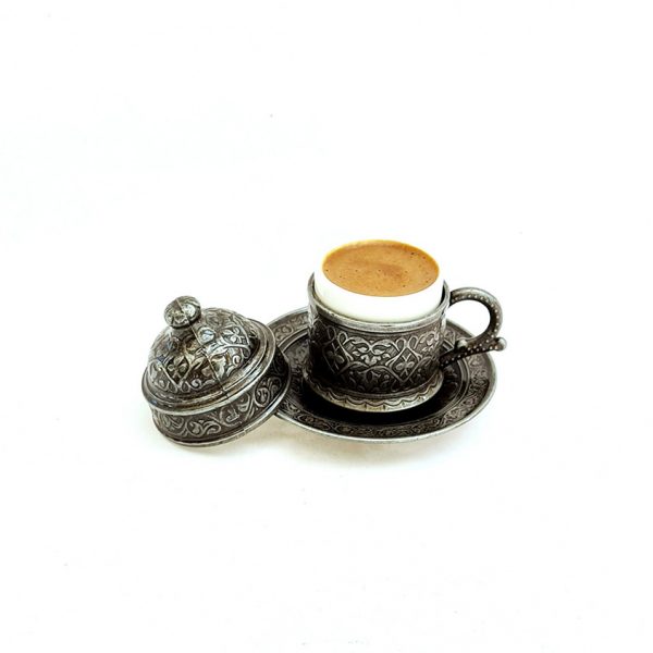 Conjunto de 2 Plato de Dulces Cobre Fundido Original Juego de Café Turco de Cobre con Tazas Otomanas Nosy Nomad Juego de café: Set de 2 Tazas de Café Turco 